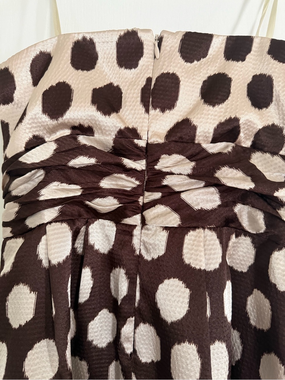 Max & Cleo Brown & Cream Strapless Polka Dot Mini Dress - Picture 7 of 10